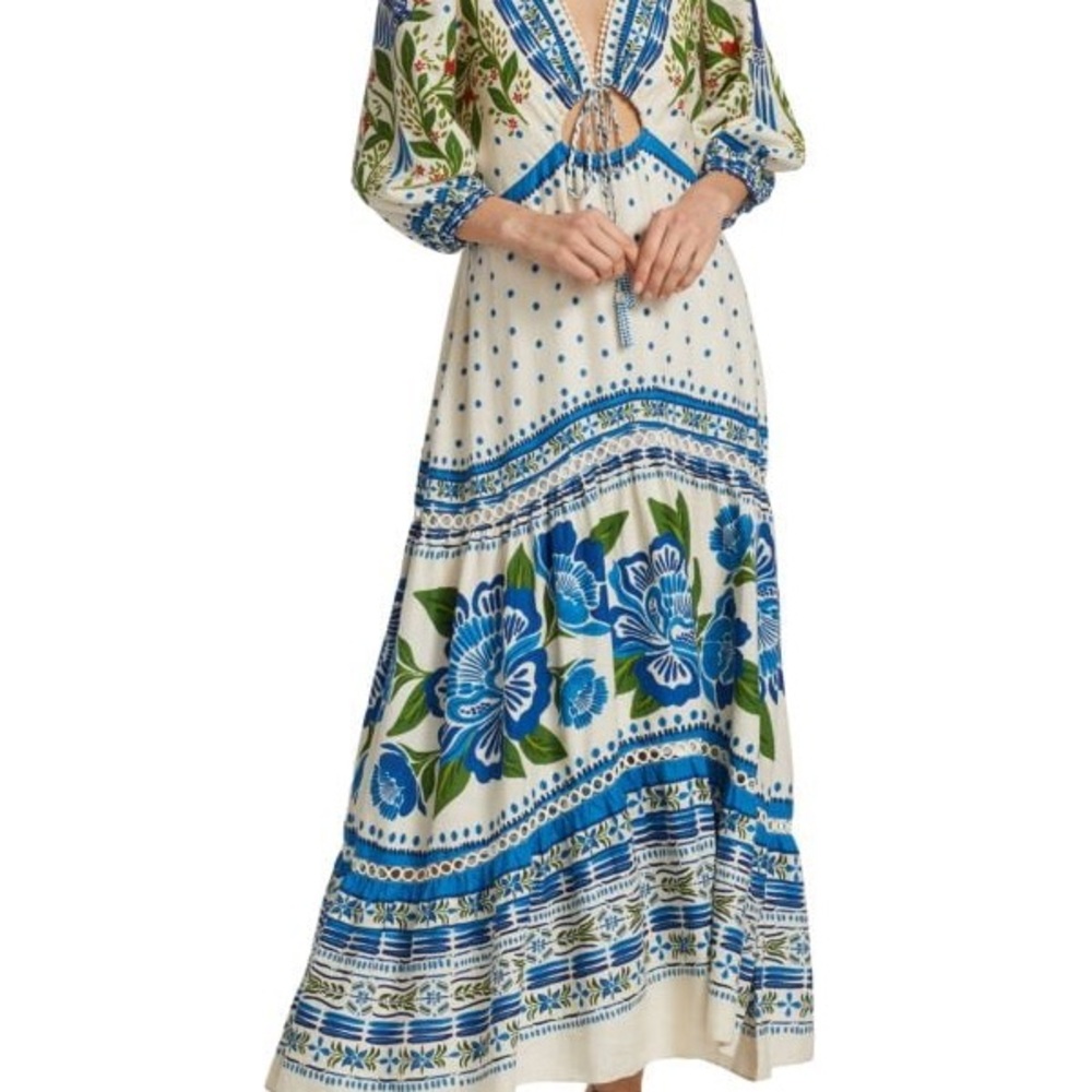 FARM RIO Macaw Flight Tiered Maxi Dress